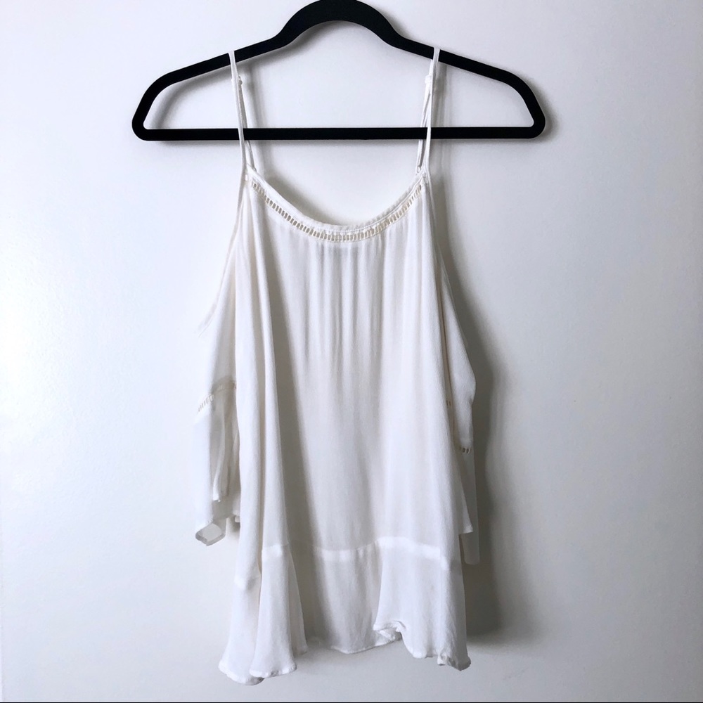 Bershka White Cold-Shoulder Vintage Boho Top